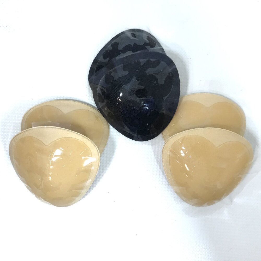 3 Pack Padded Bra Inserts Memory Foam Nude Black